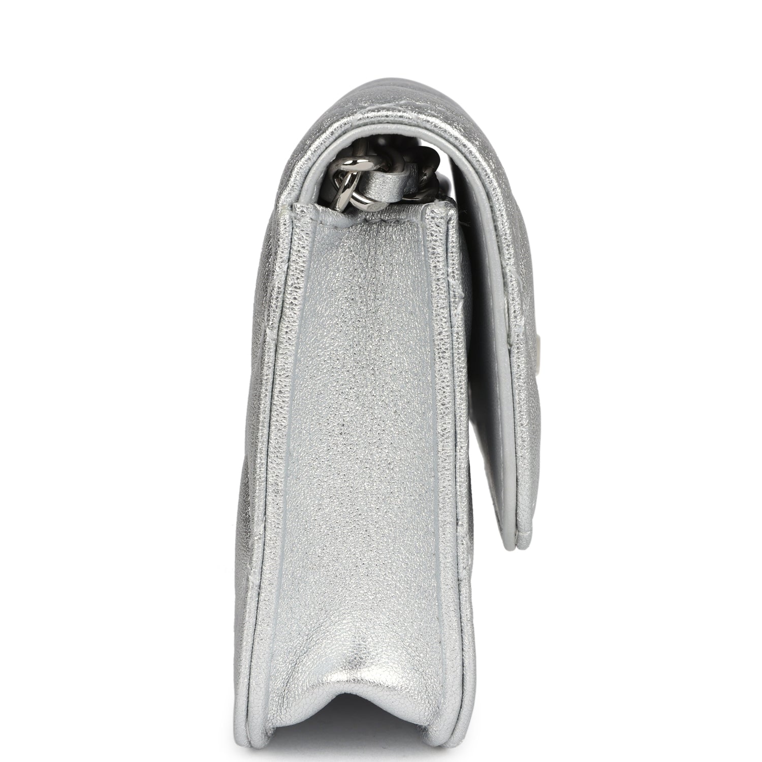 Chanel Crystal CC Walk Of Fame Clutch on Chain Silver Metallic Goatskin Silver Hardware