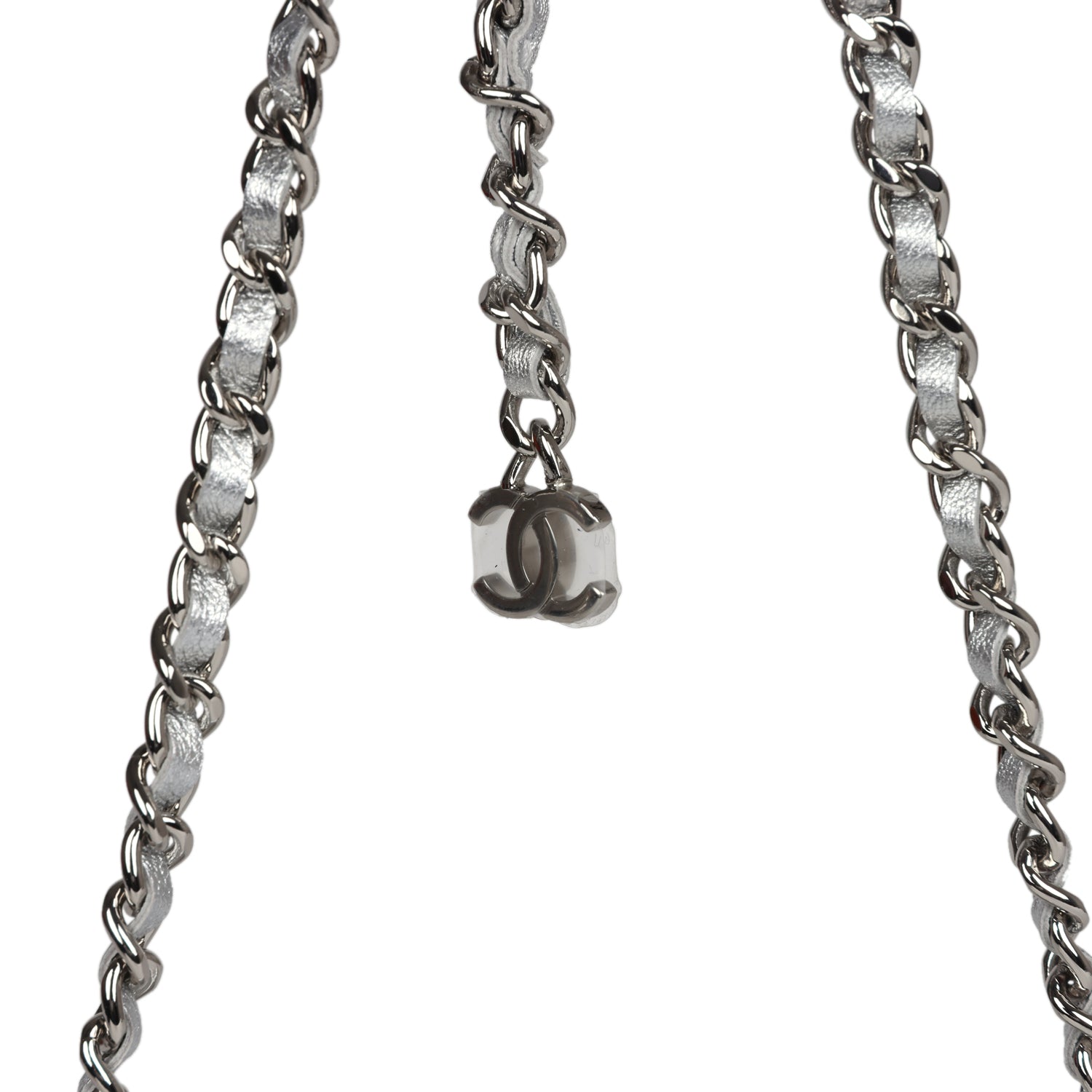 Chanel Crystal CC Walk Of Fame Clutch on Chain Silver Metallic Goatskin Silver Hardware