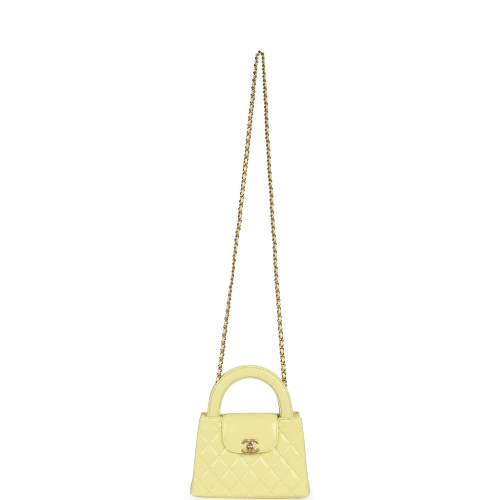 Chanel Small Kelly Yellow Shiny Aged Calfskin Brushed Gold Hardware