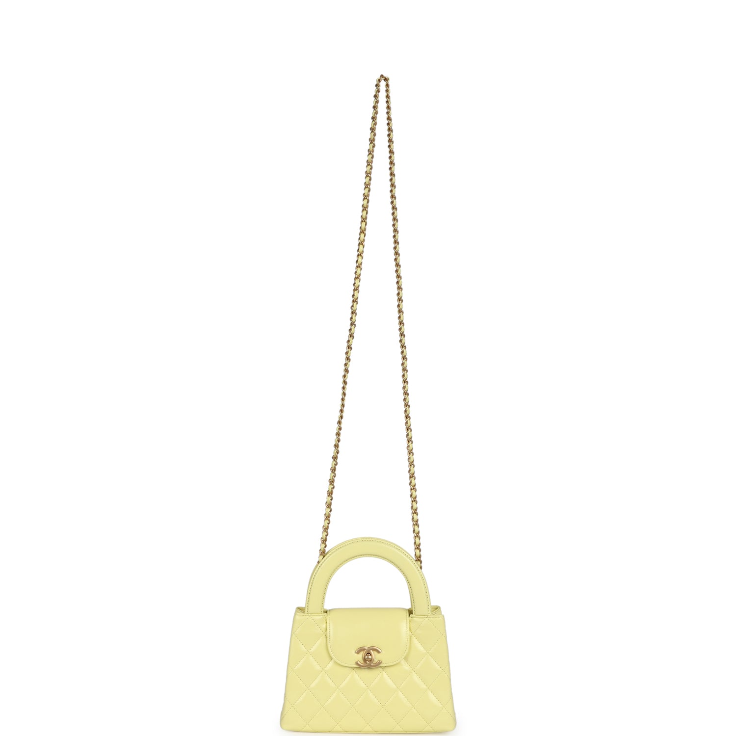 Chanel Small Kelly Yellow Shiny Aged Calfskin Brushed Gold Hardware