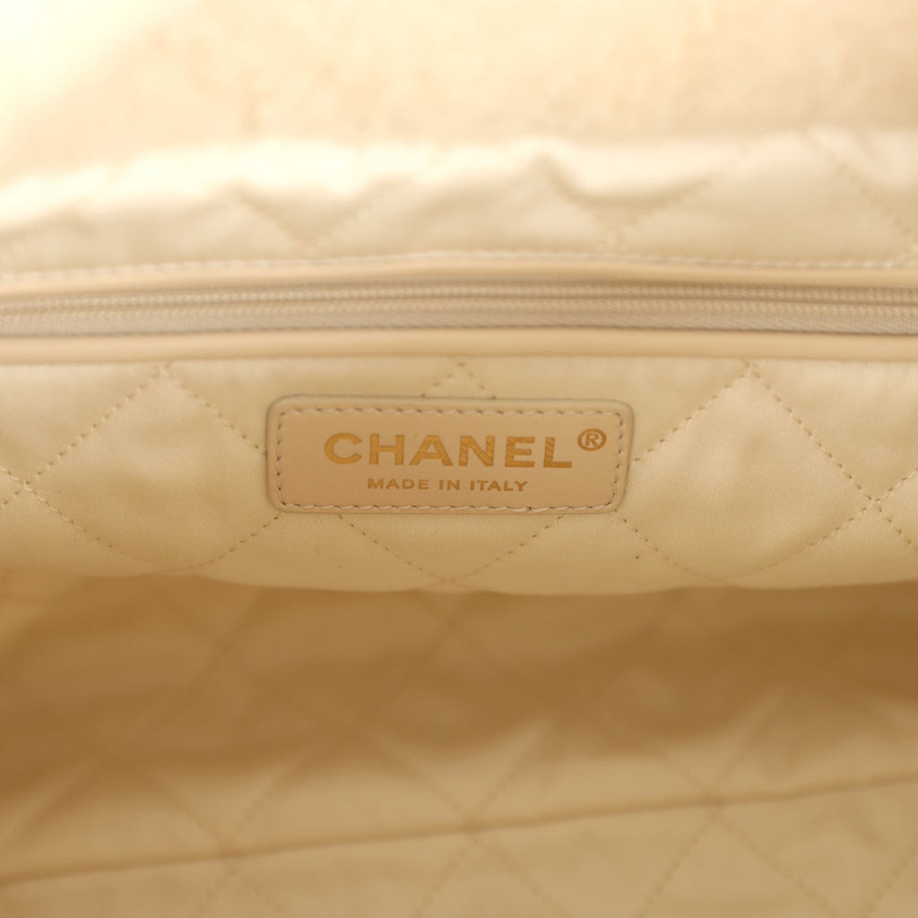 Chanel Small 22 Bag Ecru Shearling Brushed Gold Hardware