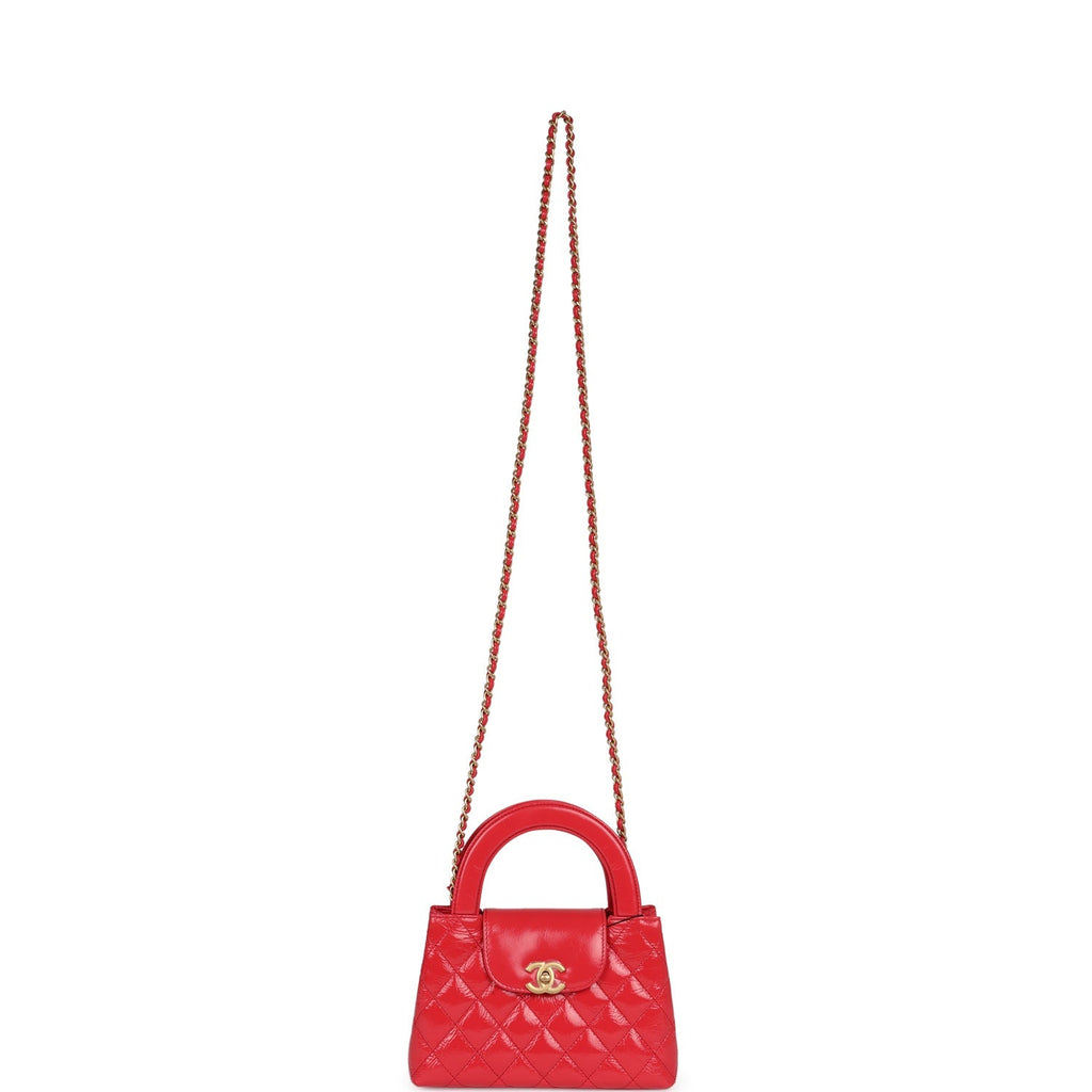 Chanel Small Kelly Shopper Dark Red Shiny Aged Calfskin Brushed Gold Hardware