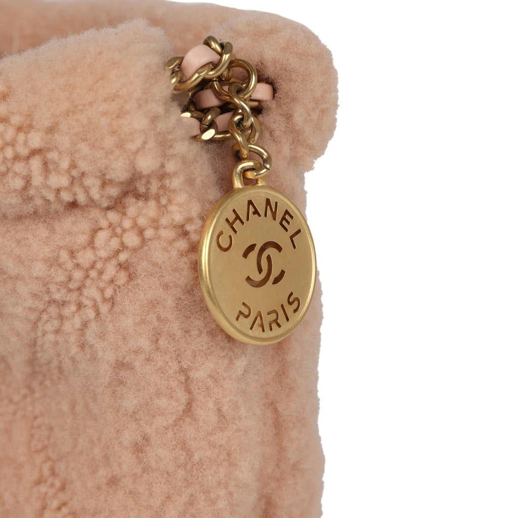 Chanel Mini 22 Bag Light Pink Shearling Gold Hardware