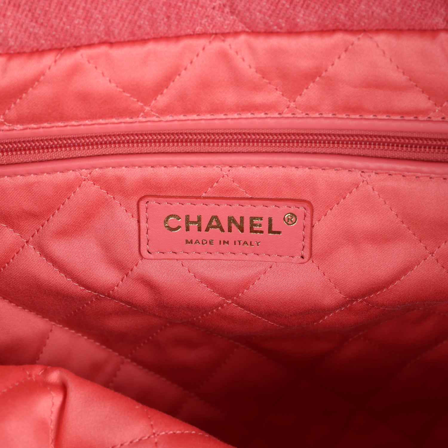Chanel Small 22 Bag Light Red Washed Denim Gold Hardware