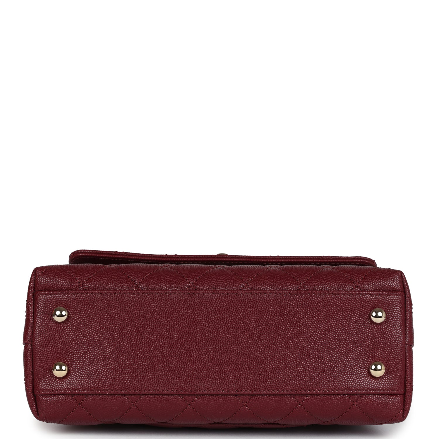 Chanel Small Coco Top Handle Flap Bag Burgundy Caviar Light Gold Hardware