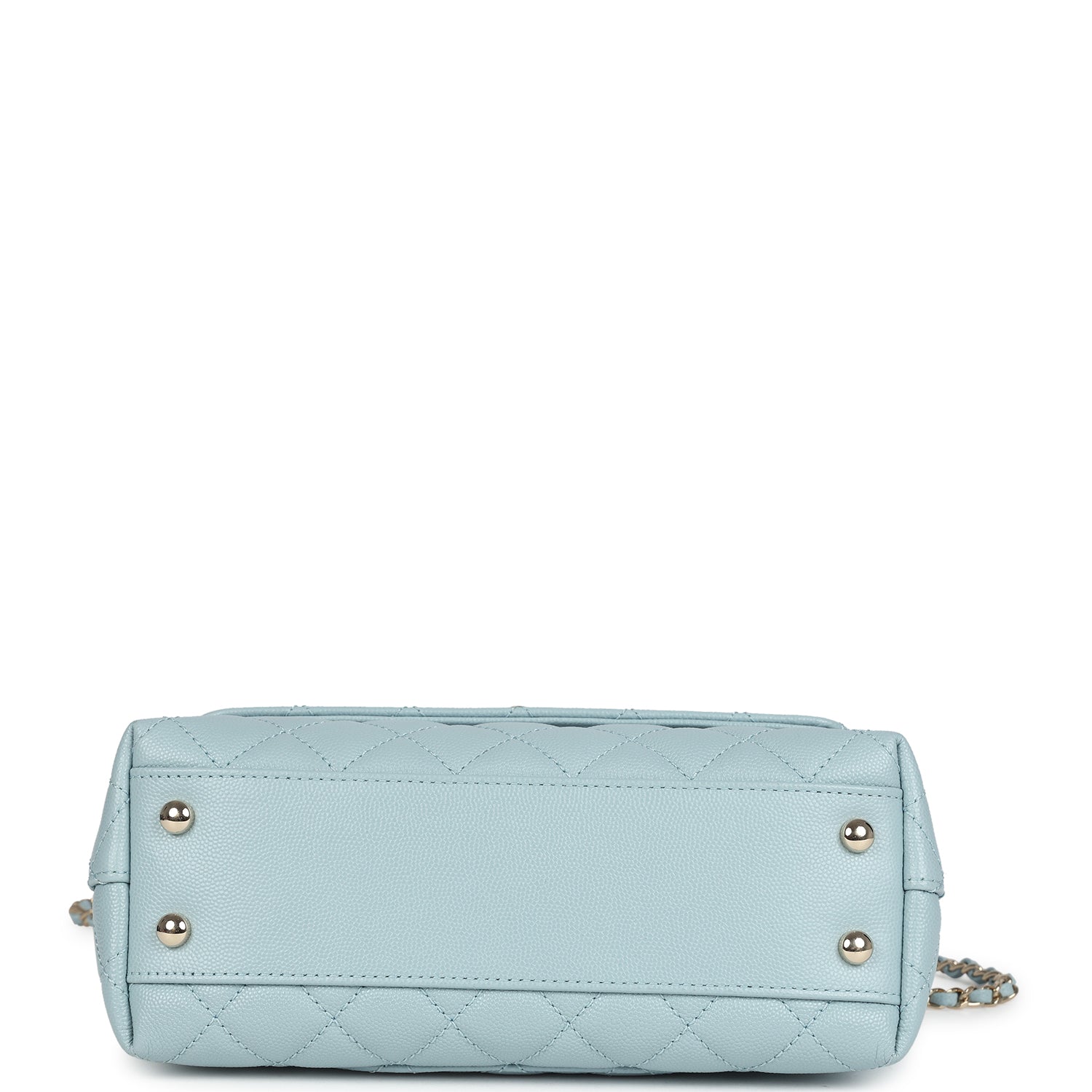 Pre-owned Chanel Small Coco Top Handle Flap Bag Light Blue Caviar Light Gold Hardware