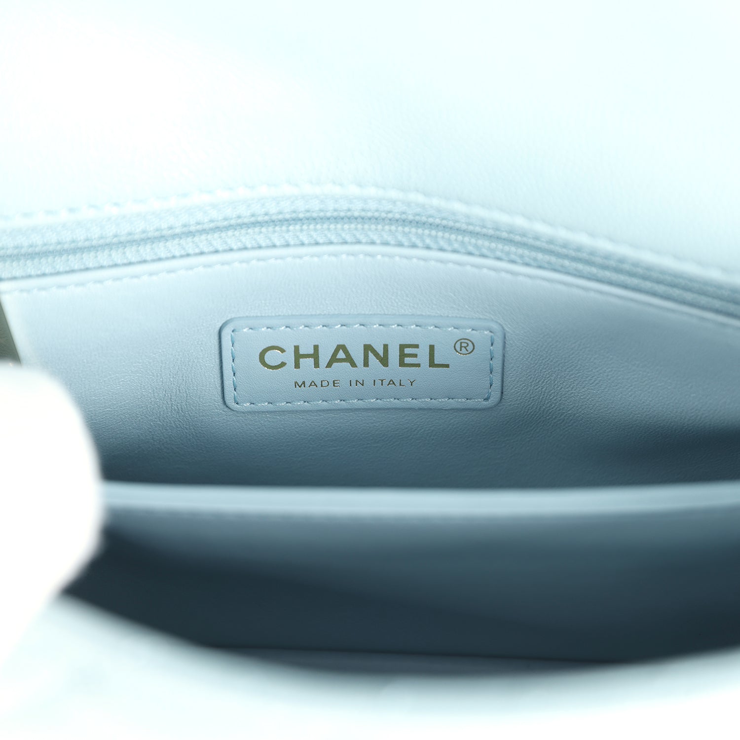 Pre-owned Chanel Small Coco Top Handle Flap Bag Light Blue Caviar Light Gold Hardware