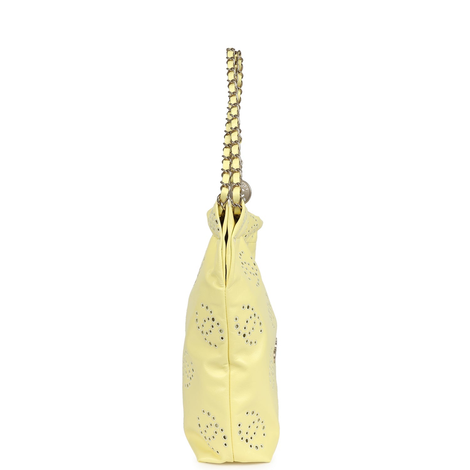Chanel Small 22 Bag Yellow Shiny Calfskin Brushed Gold Hardware