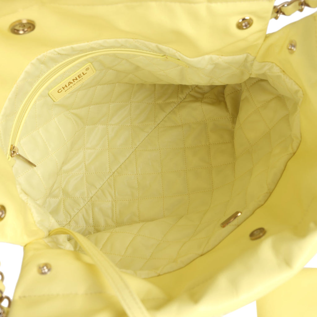 Chanel Small 22 Bag Yellow Shiny Calfskin Brushed Gold Hardware