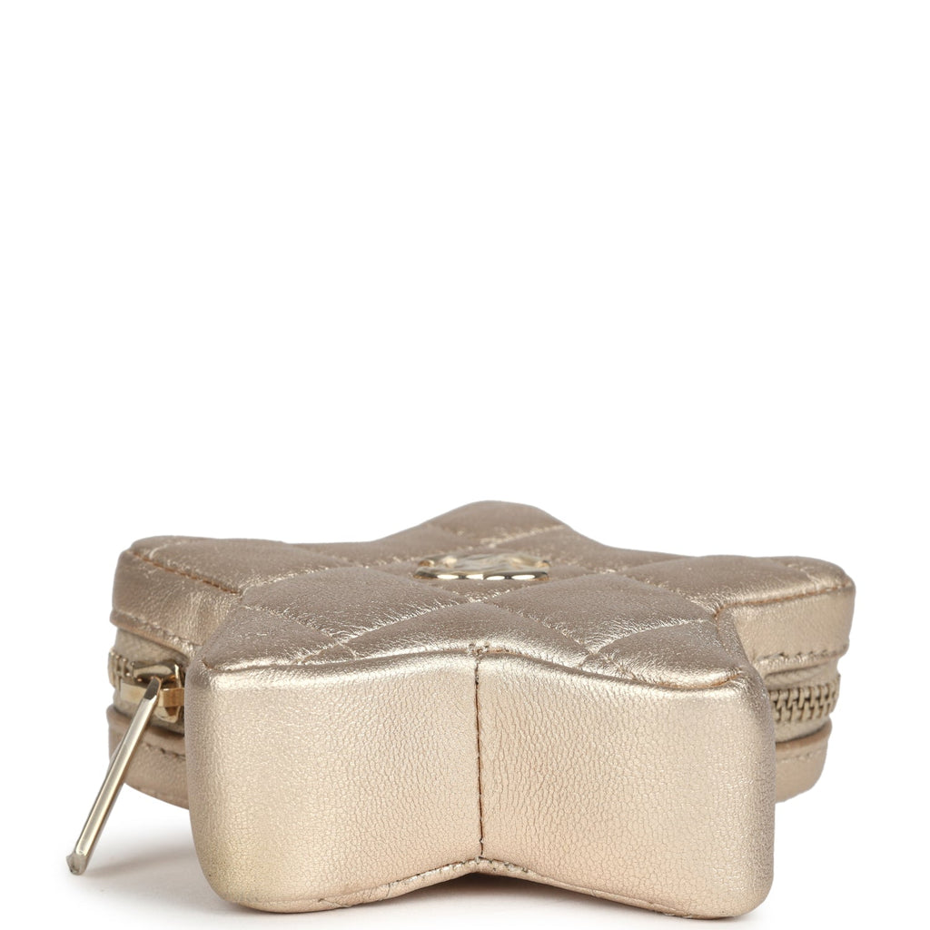 Chanel Walk Of Fame Star Clip-On Coin Purse Metallic Gold Goatskin Light Gold Hardware