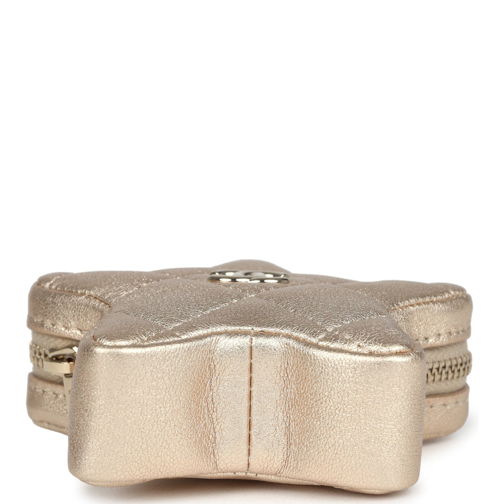 Chanel Walk Of Fame Star Clip-On Coin Purse Metallic Gold Goatskin Light Gold Hardware