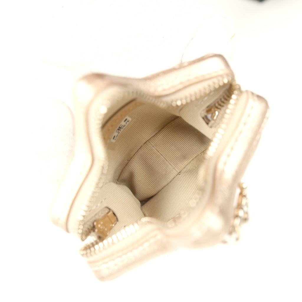 Chanel Walk Of Fame Star Clip-On Coin Purse Metallic Gold Goatskin Light Gold Hardware