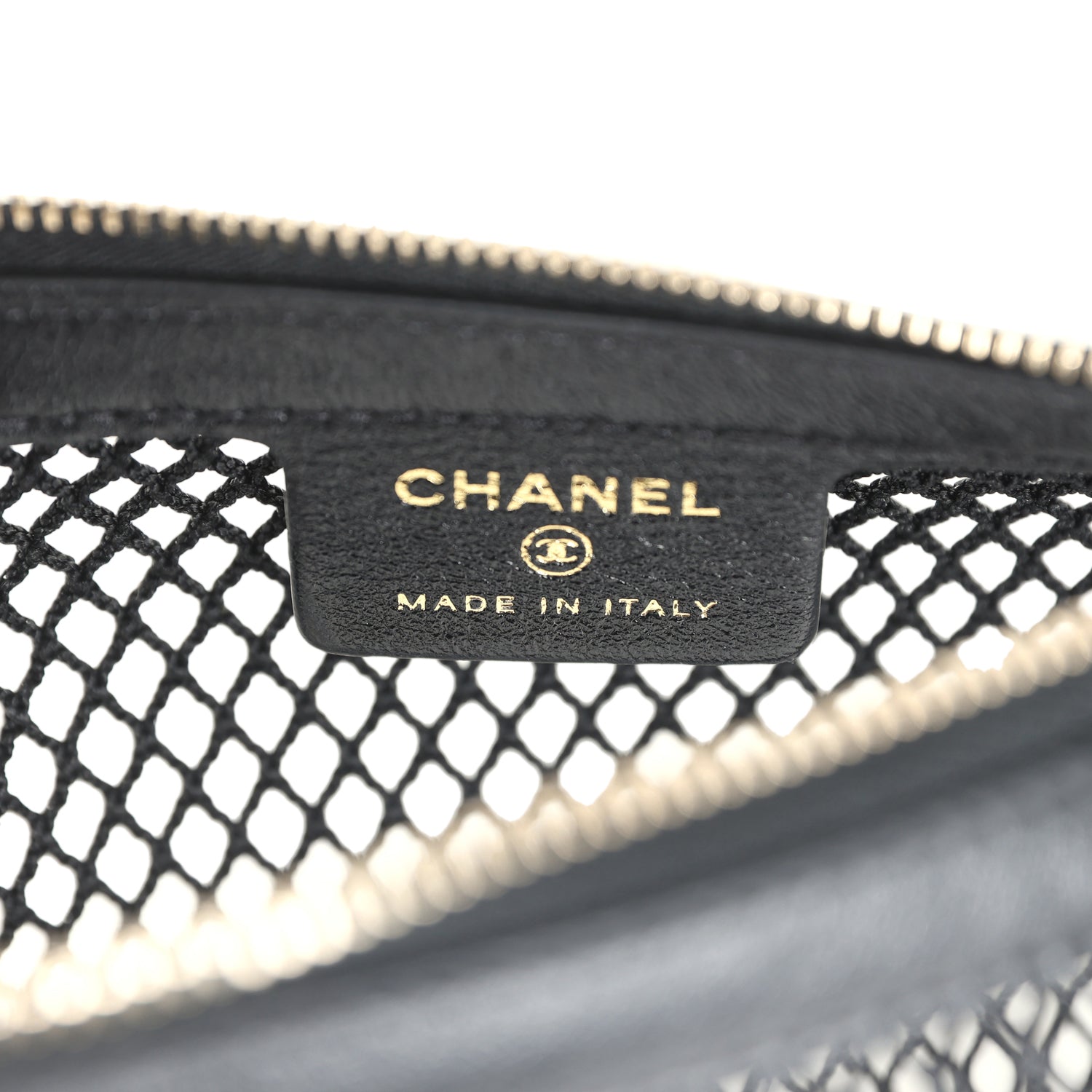 Chanel Mini Round Hobo Pouch Bag Black Mesh Light Gold Hardware