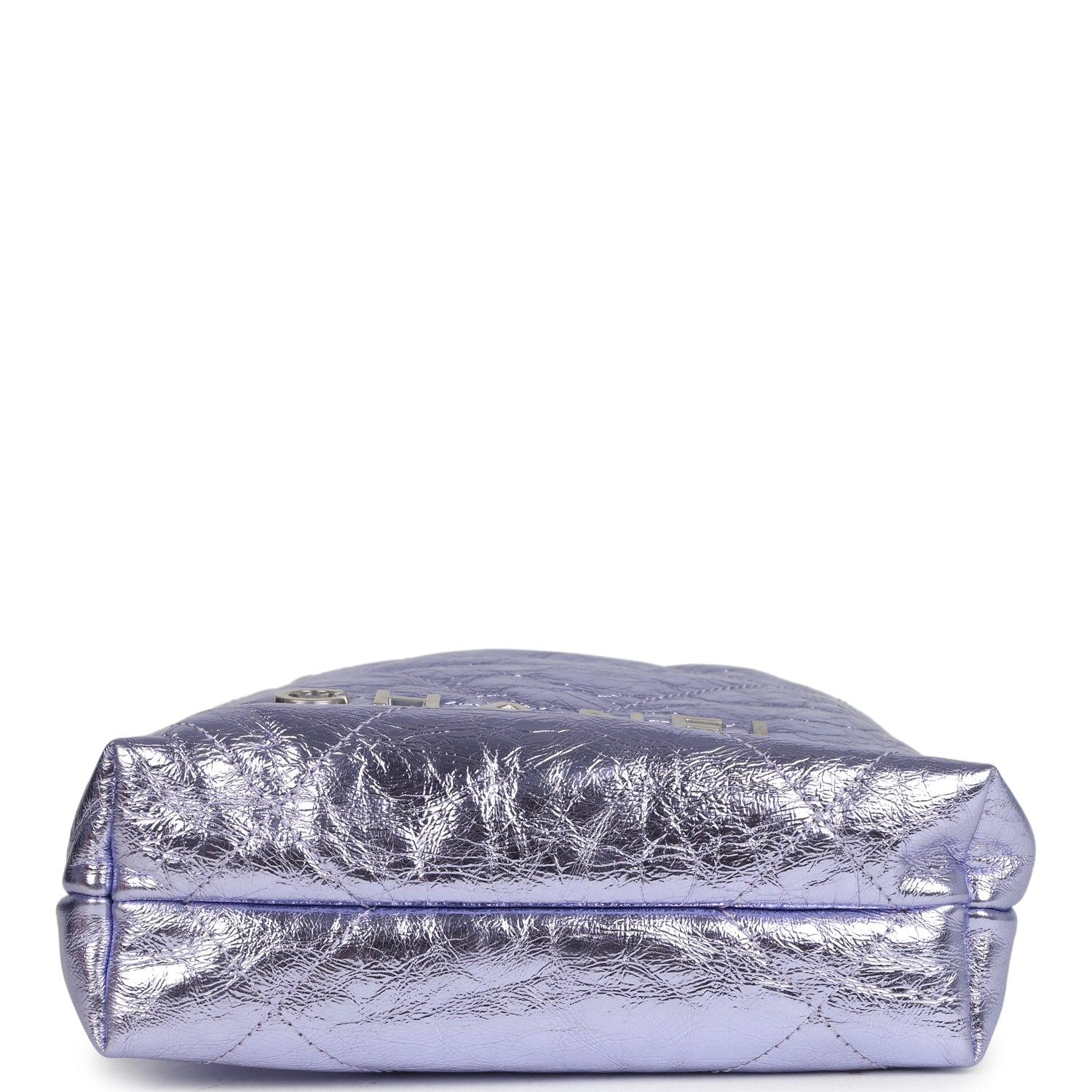 Chanel Mini 22 Bag Purple Metallic Calfskin Brushed Silver Hardware