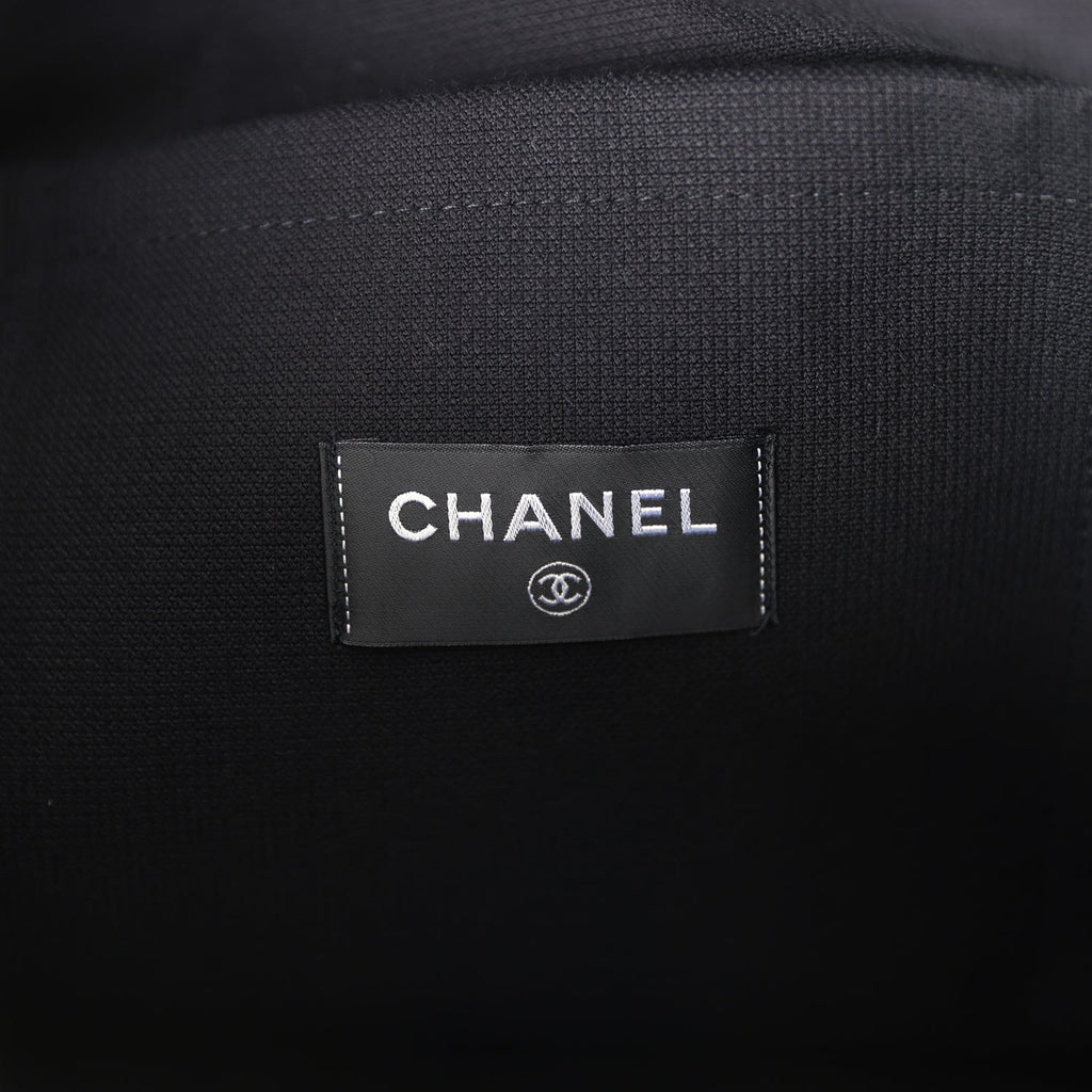 Chanel CC Beach Hobo Bag & Towel Set Black Terry Silver and Black Hardware