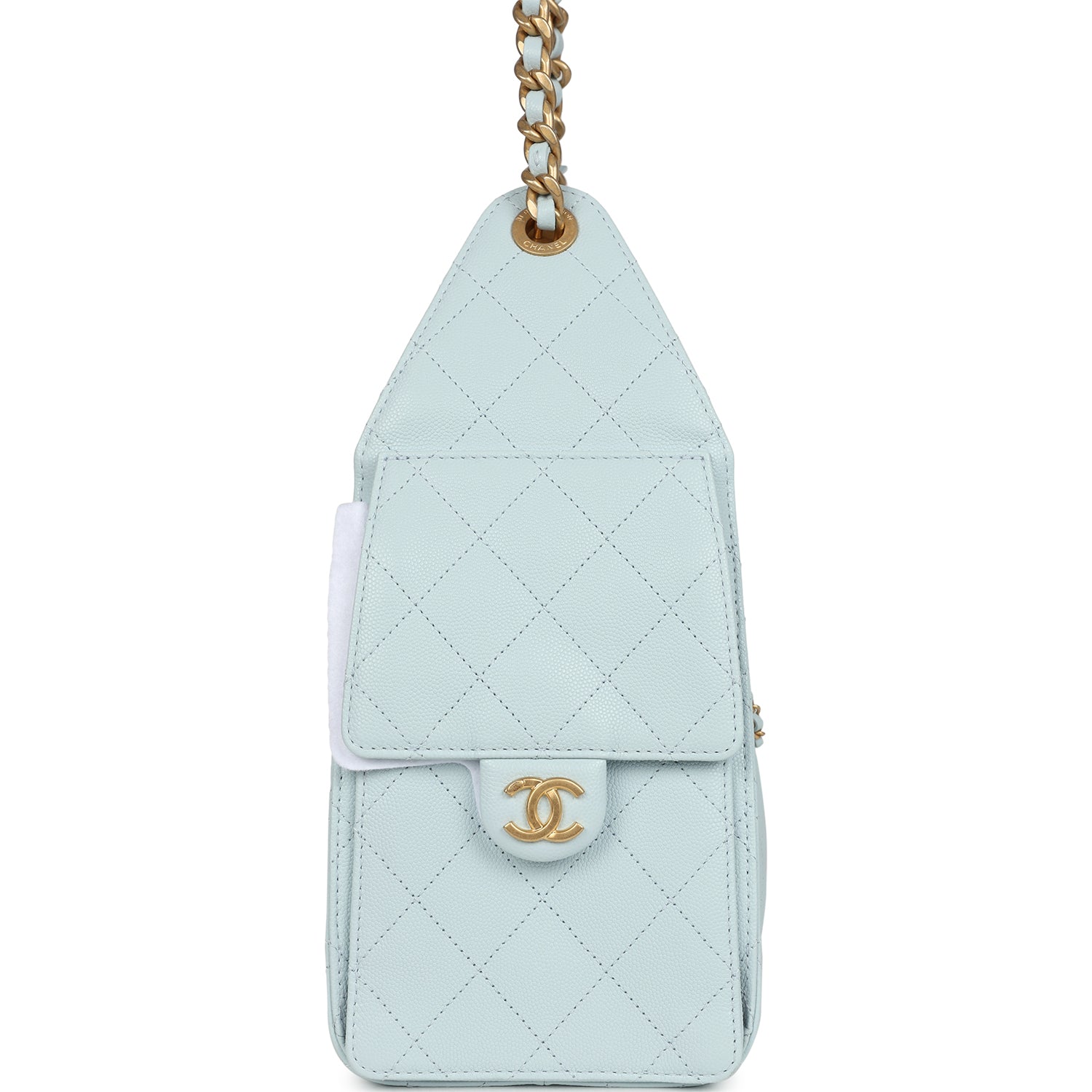 Pre-owned Chanel Small 25 Hobo Bag Light Blue Caviar Antique Gold Hardware