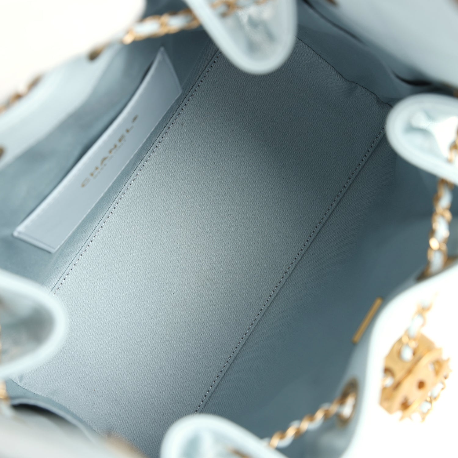 Pre-owned Chanel Small 25 Hobo Bag Light Blue Caviar Antique Gold Hardware