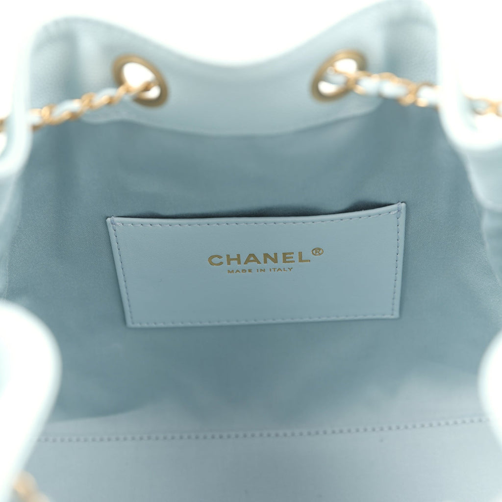 Pre-owned Chanel Small 25 Hobo Bag Light Blue Caviar Antique Gold Hardware