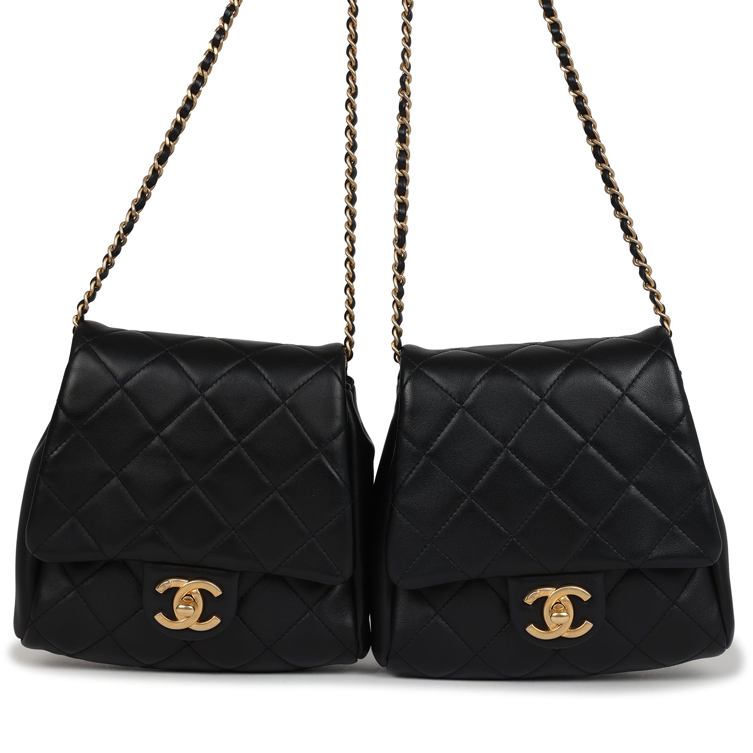 Chanel Twins Side Pack Black Lambskin Faux Pearls & Brushed Gold Hardware