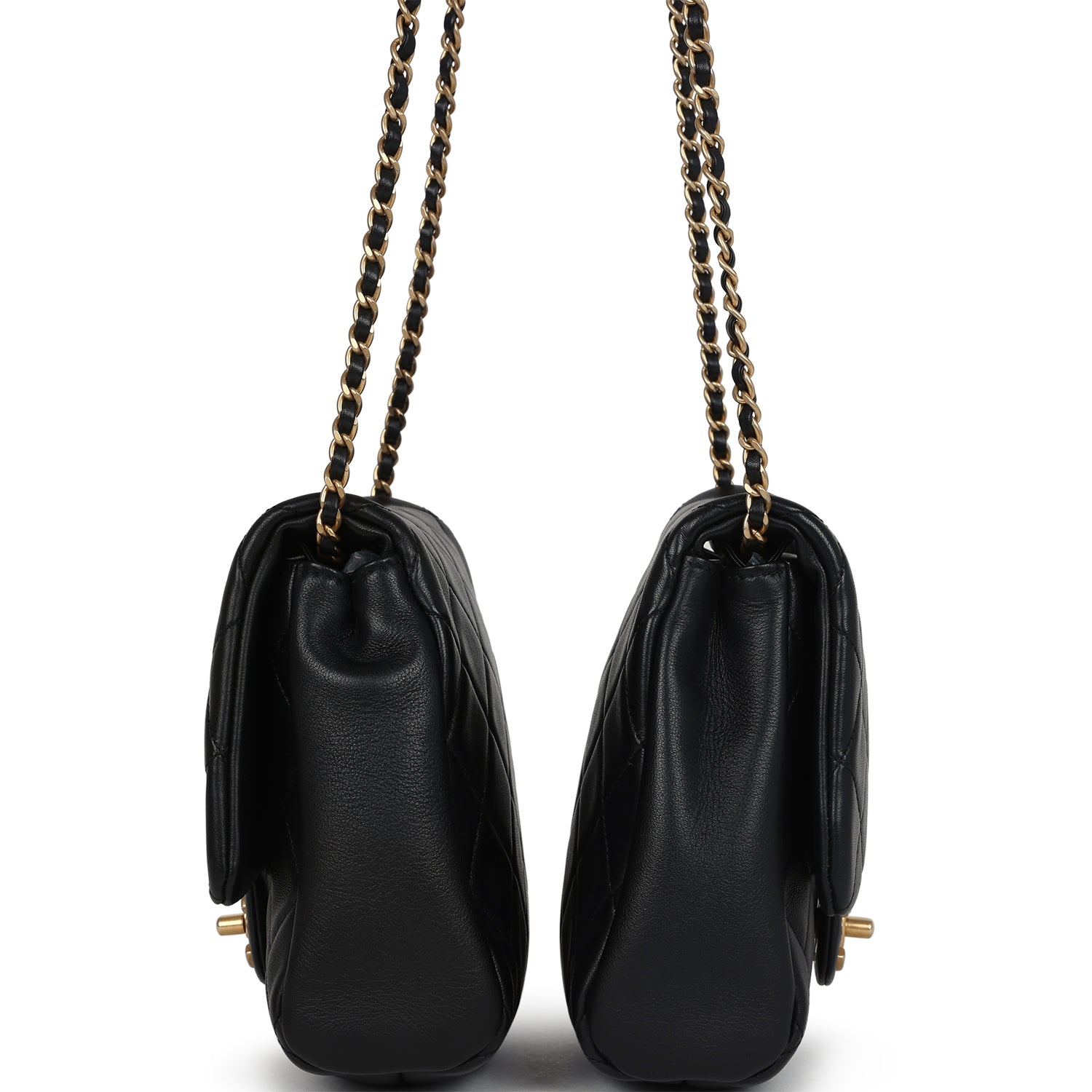 Chanel Twins Side Pack Black Lambskin Faux Pearls & Brushed Gold Hardware