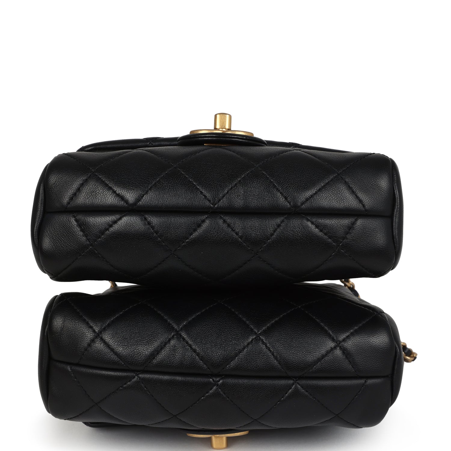 Chanel Twins Side Pack Black Lambskin Faux Pearls & Brushed Gold Hardware