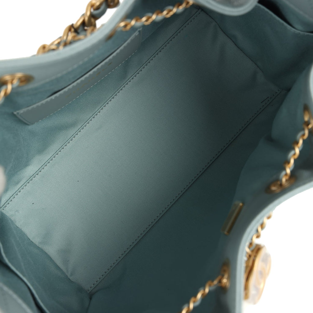 Chanel Small 25 Hobo Bag Green Caviar Antique Gold Hardware
