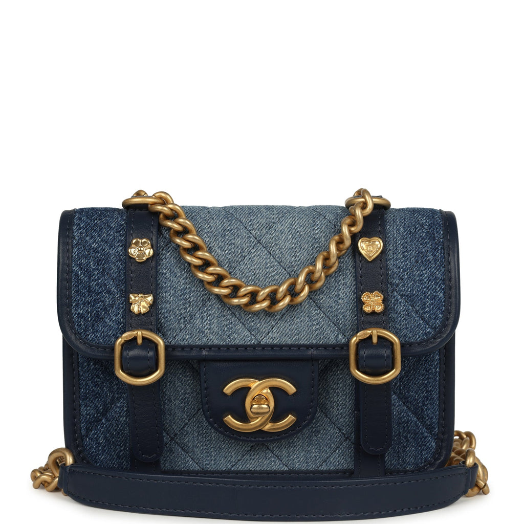 Chanel Mini Ombre Flap Bag Blue Denim Brushed Gold Hardware