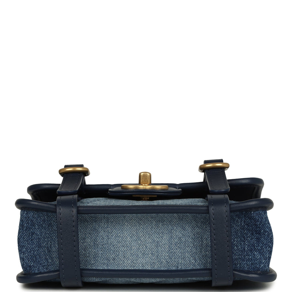 Chanel Mini Ombre Flap Bag Blue Denim Brushed Gold Hardware