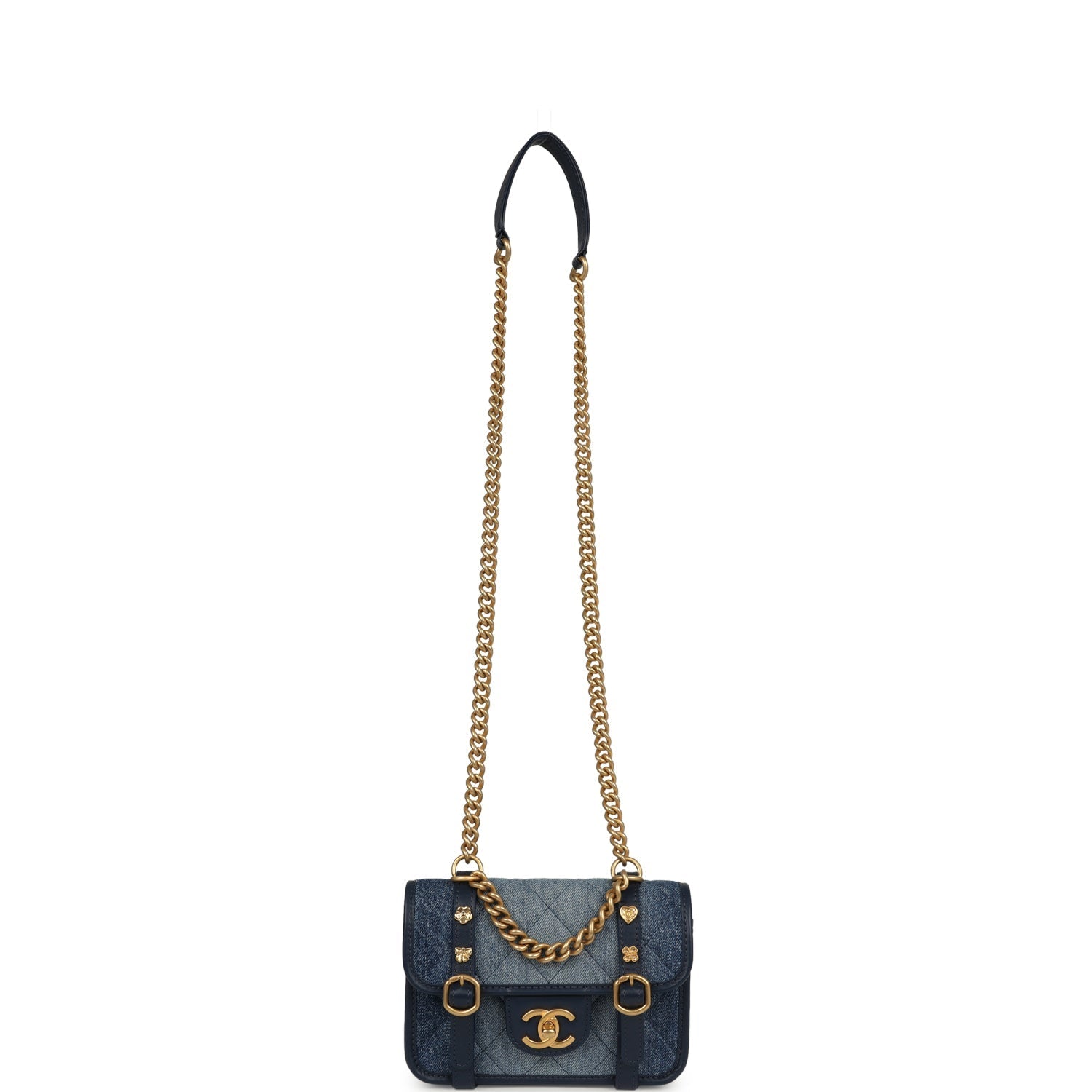 Chanel Mini Ombre Flap Bag Blue Denim Brushed Gold Hardware