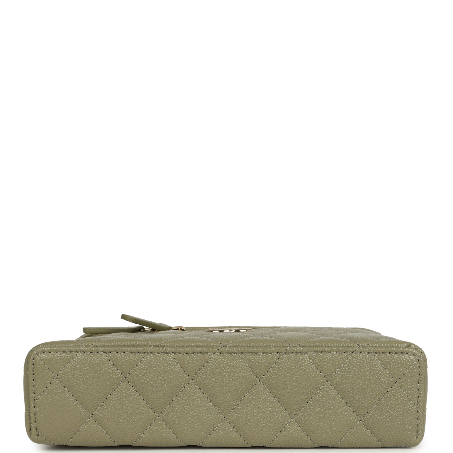Chanel Trendy Top Handle Long Vanity Case with Chain Khaki Caviar Light Gold Hardware