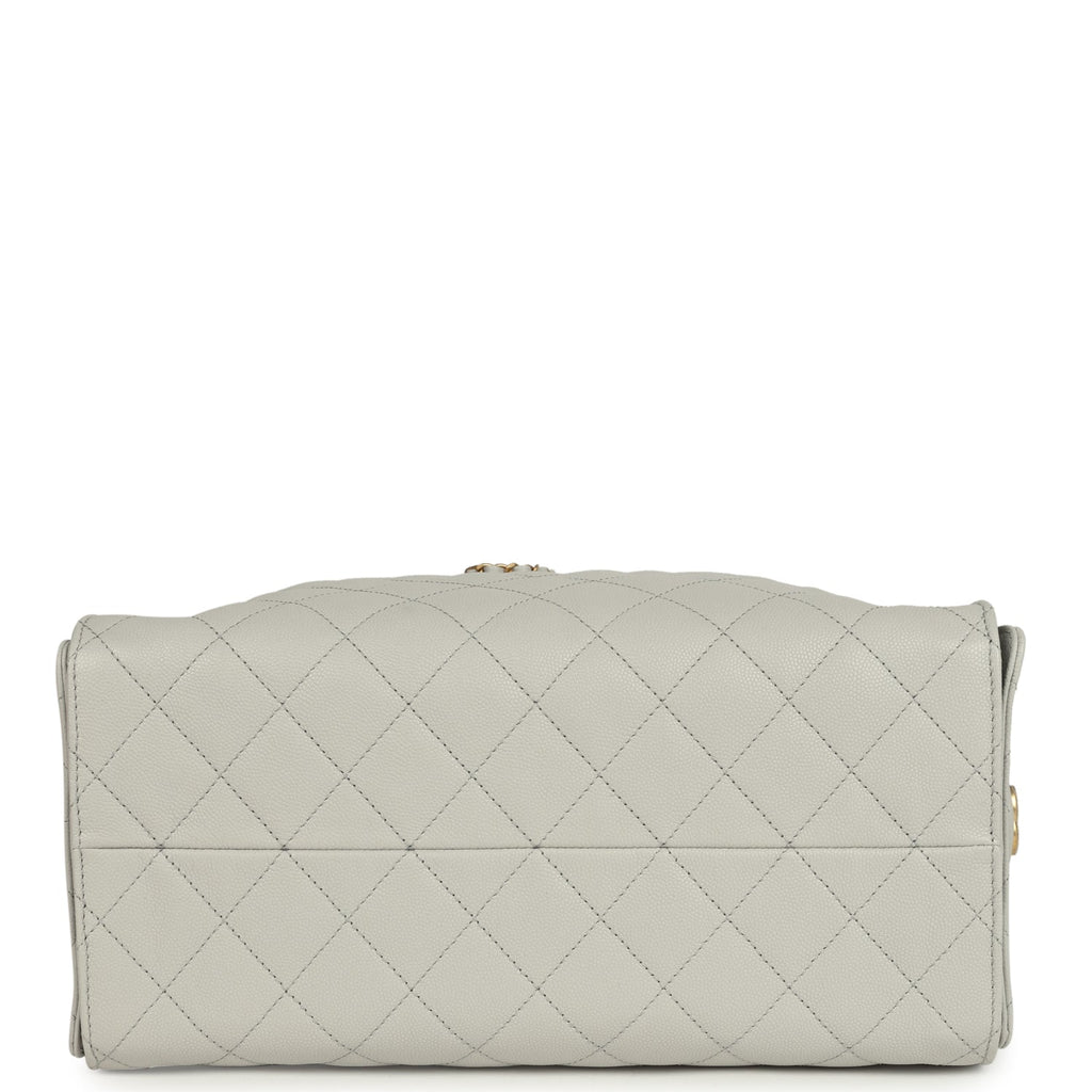 Chanel Medium 25 Hobo Bag Light Grey Caviar Antique Gold Hardware