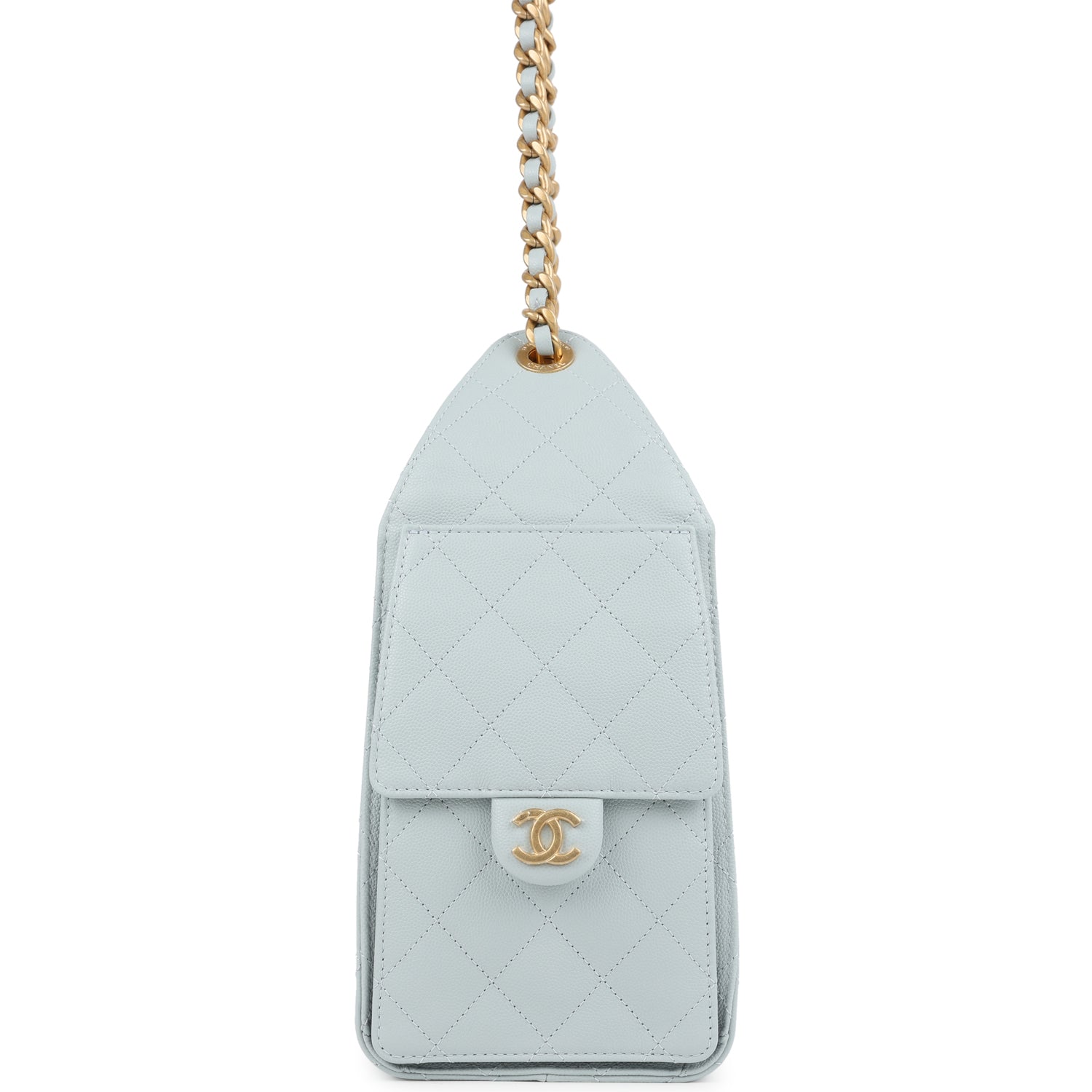 Chanel Small 25 Hobo Bag Light Blue Caviar Antique Gold Hardware