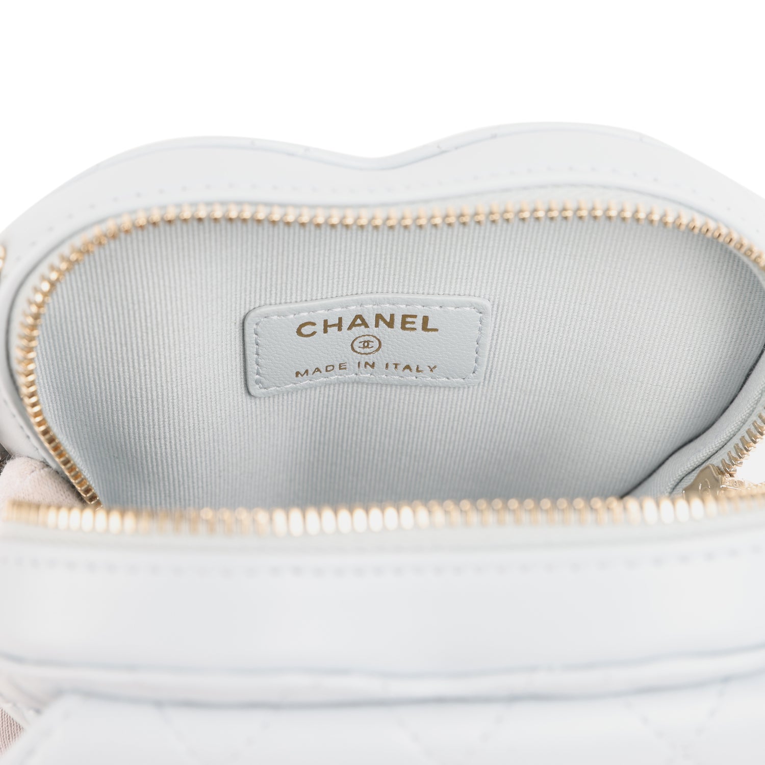Chanel CC In Love Small Heart Bag with Chain Light Blue Lambskin Light Gold Hardware