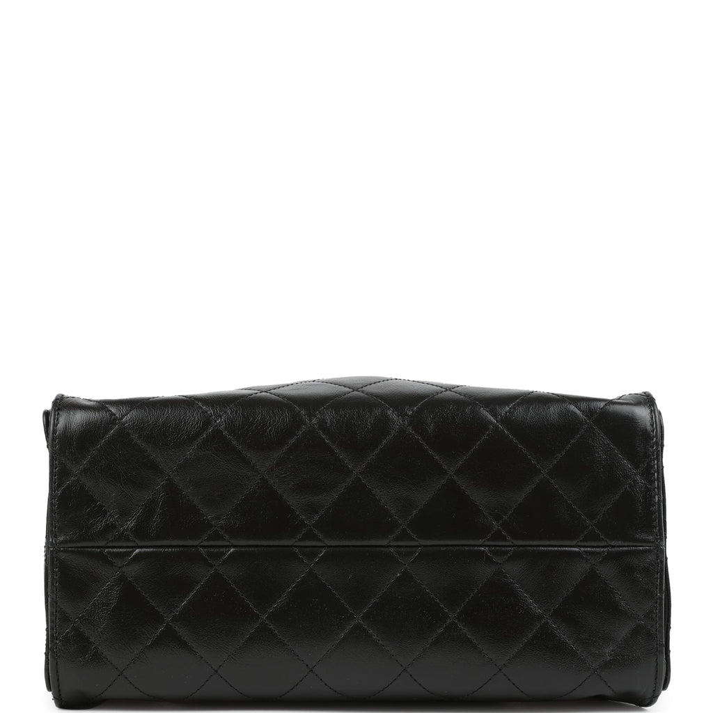 Chanel Small 25 Hobo Bag Black Shiny Crumpled Calfskin Mixed Metal Hardware