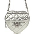 Chanel CC In Love Small Heart Bag with Chain Silver Metallic Lambskin Silver Hardware