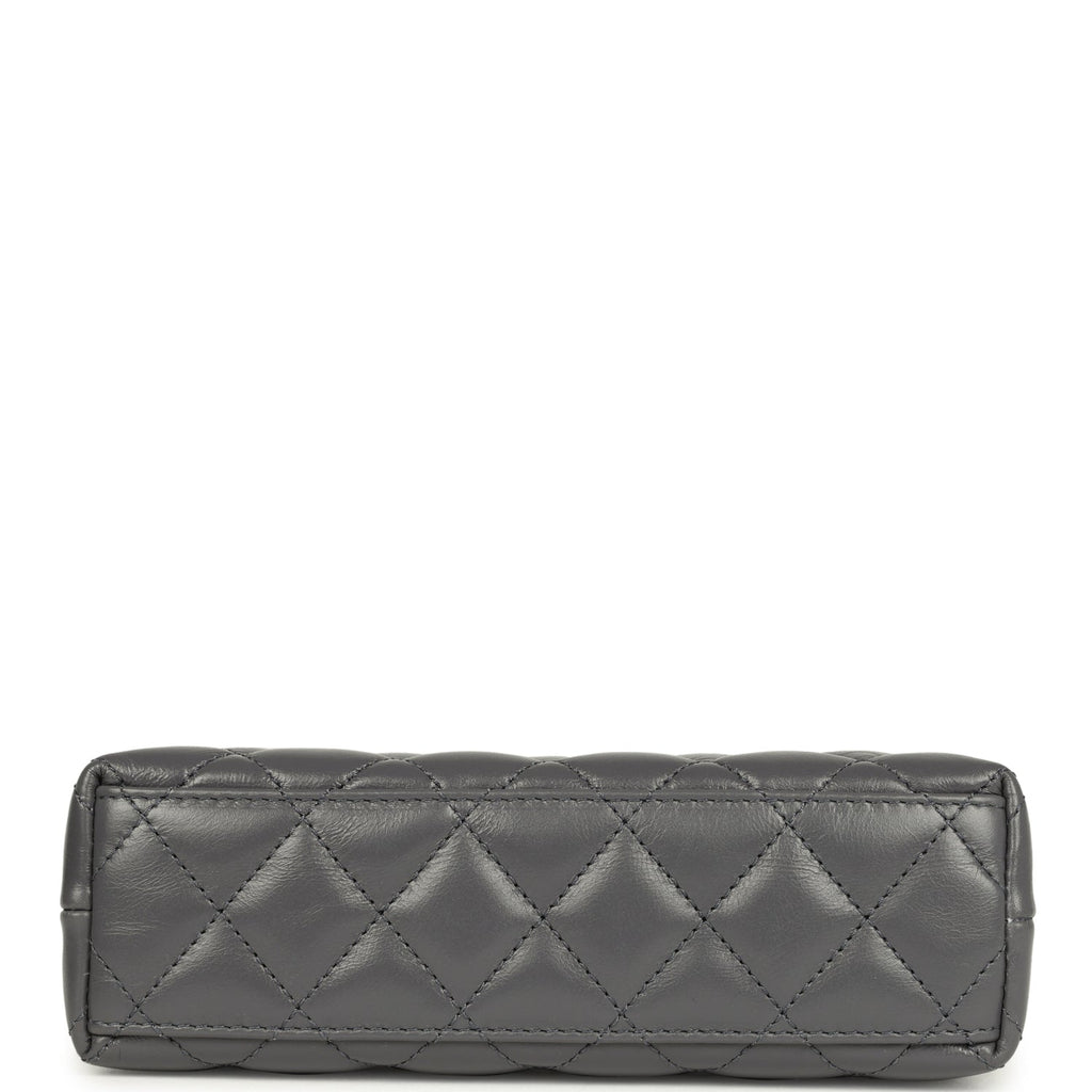 Chanel Small Kelly Shopper Grey Shiny Aged Calfskin Brushed Gold Hardware