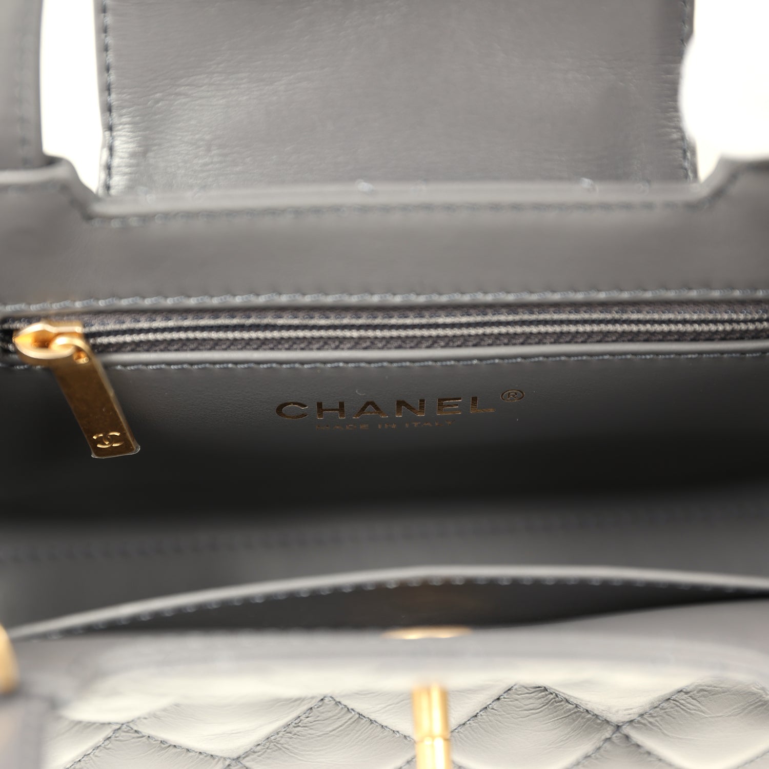 Chanel Small Kelly Shopper Grey Shiny Aged Calfskin Brushed Gold Hardware