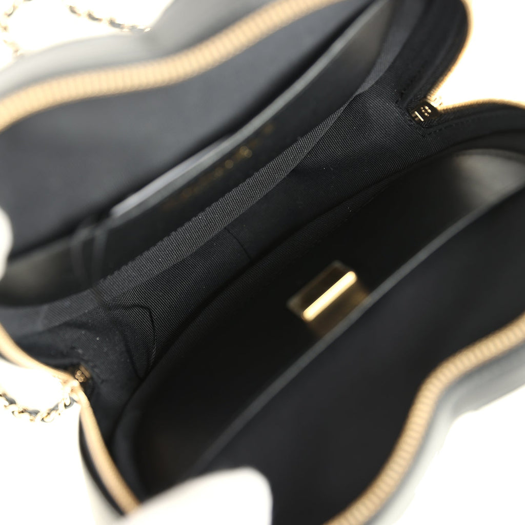 Chanel CC In Love Large Heart Bag with Chain Black Lambskin Light Gold Hardware