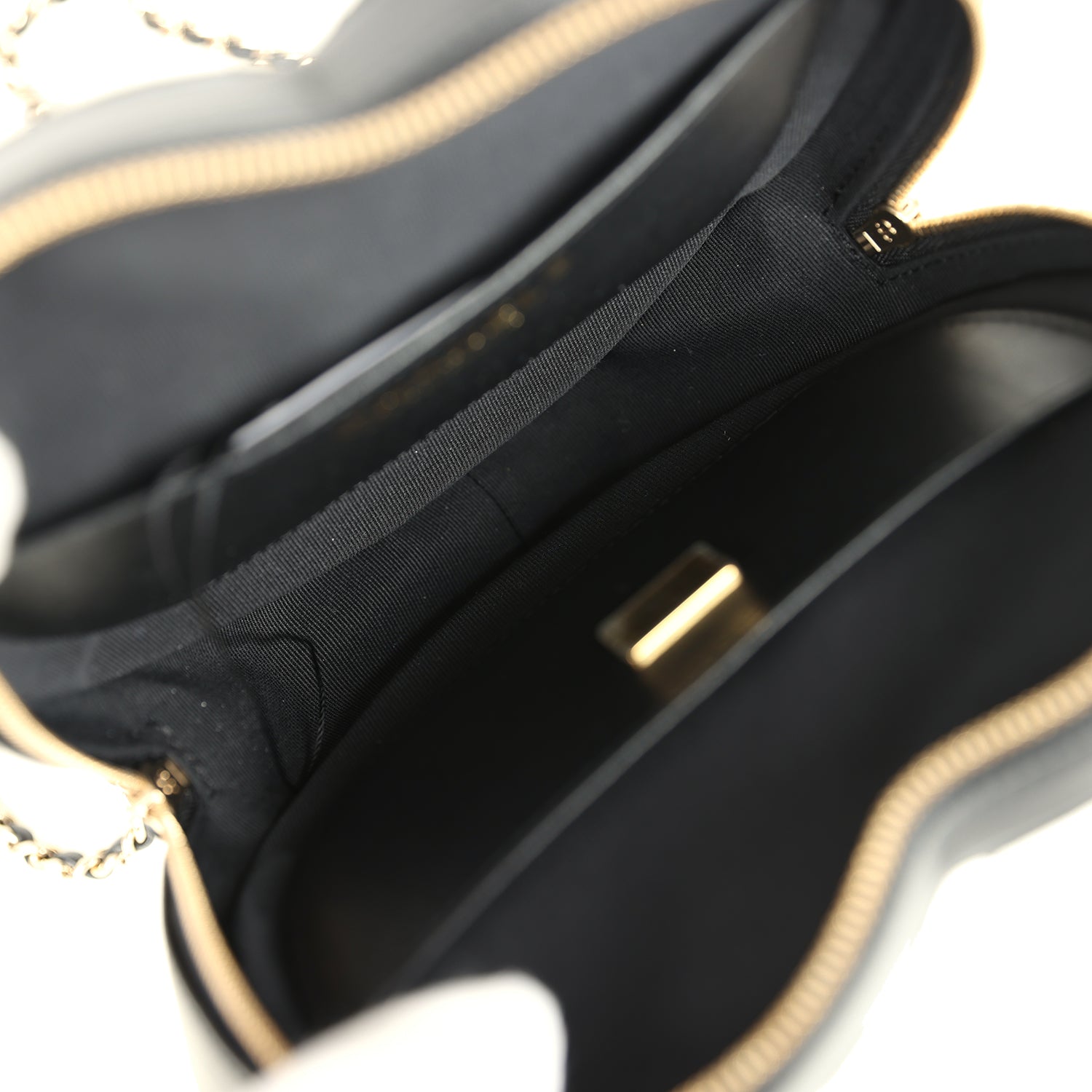 Chanel CC In Love Large Heart Bag with Chain Black Lambskin Light Gold Hardware