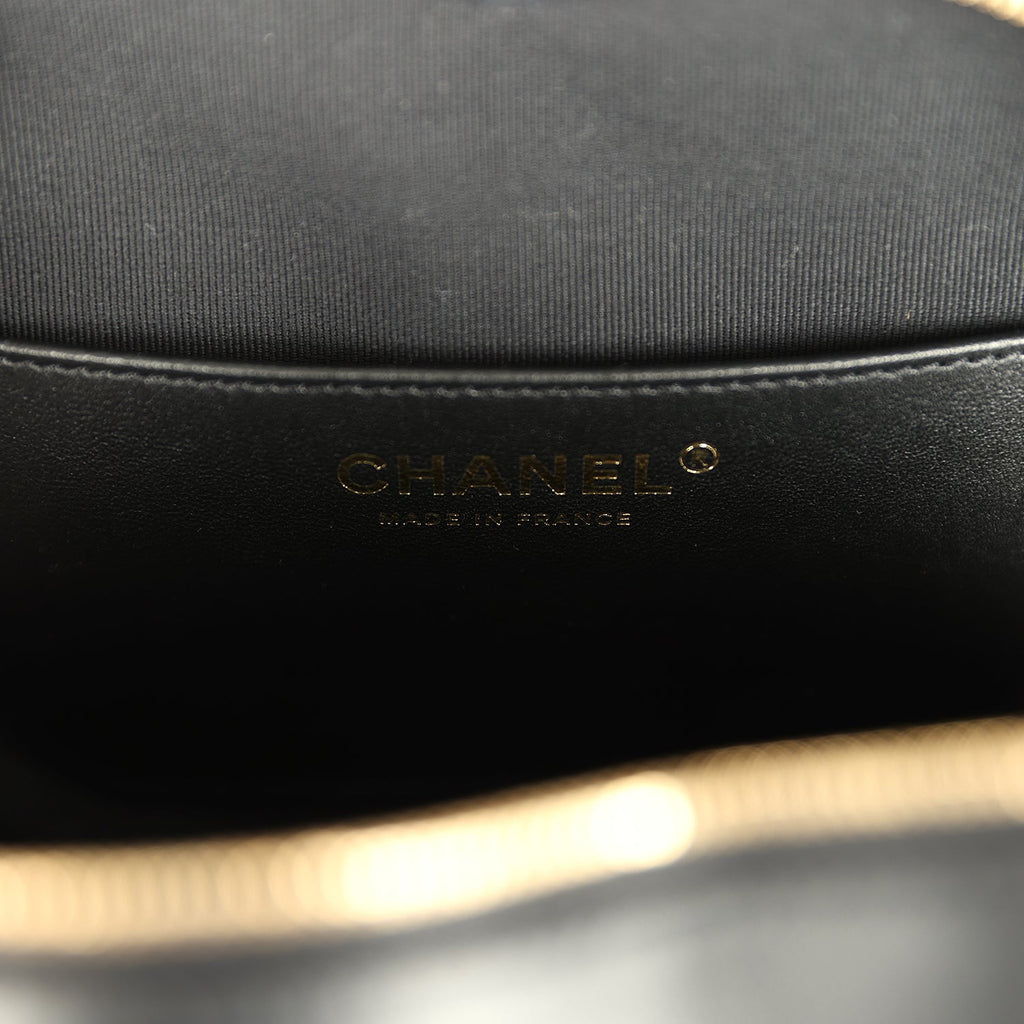 Chanel CC In Love Large Heart Bag with Chain Black Lambskin Light Gold Hardware