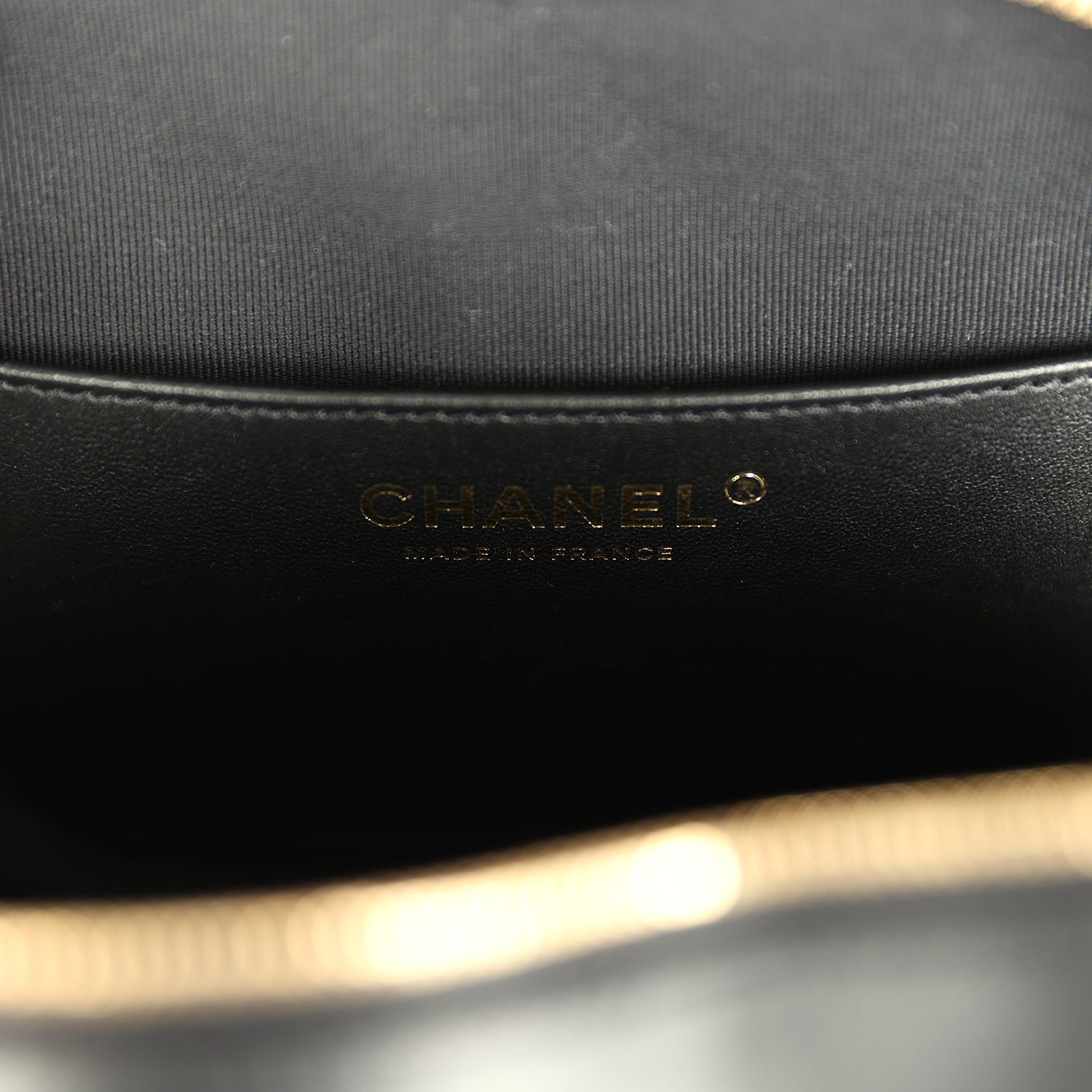 Chanel CC In Love Large Heart Bag with Chain Black Lambskin Light Gold Hardware