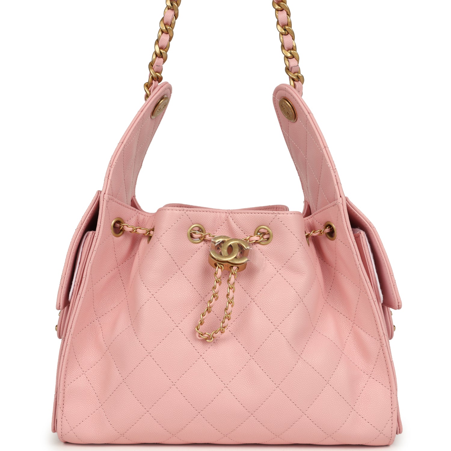 Chanel Small 25 Hobo Bag Light Pink Caviar Antique Gold Hardware