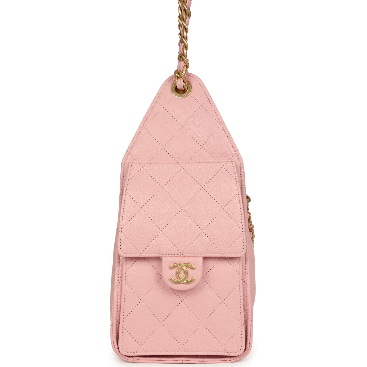 Chanel Small 25 Hobo Bag Light Pink Caviar Antique Gold Hardware