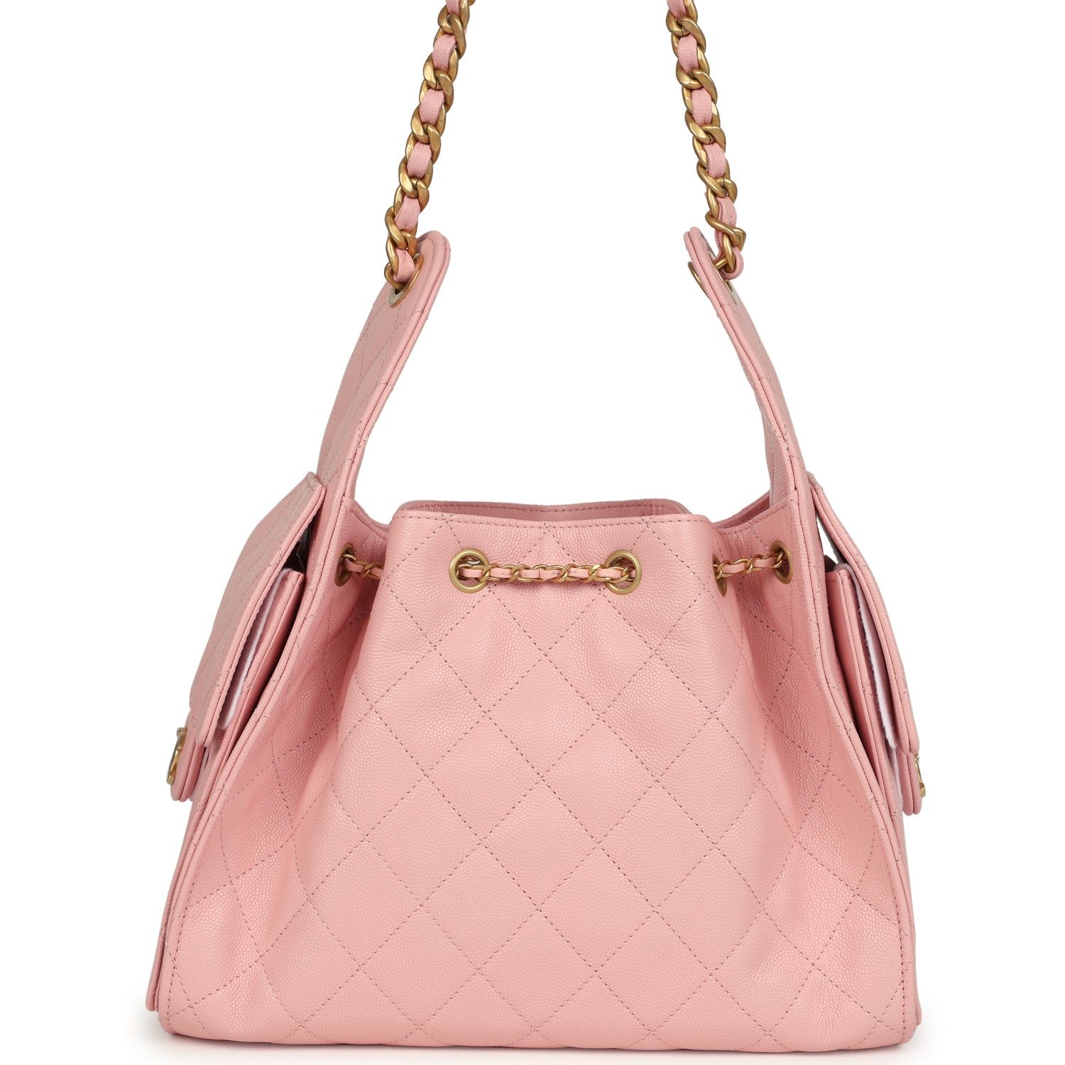 Chanel Small 25 Hobo Bag Light Pink Caviar Antique Gold Hardware