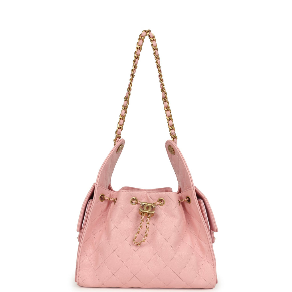 Chanel Small 25 Hobo Bag Light Pink Caviar Antique Gold Hardware