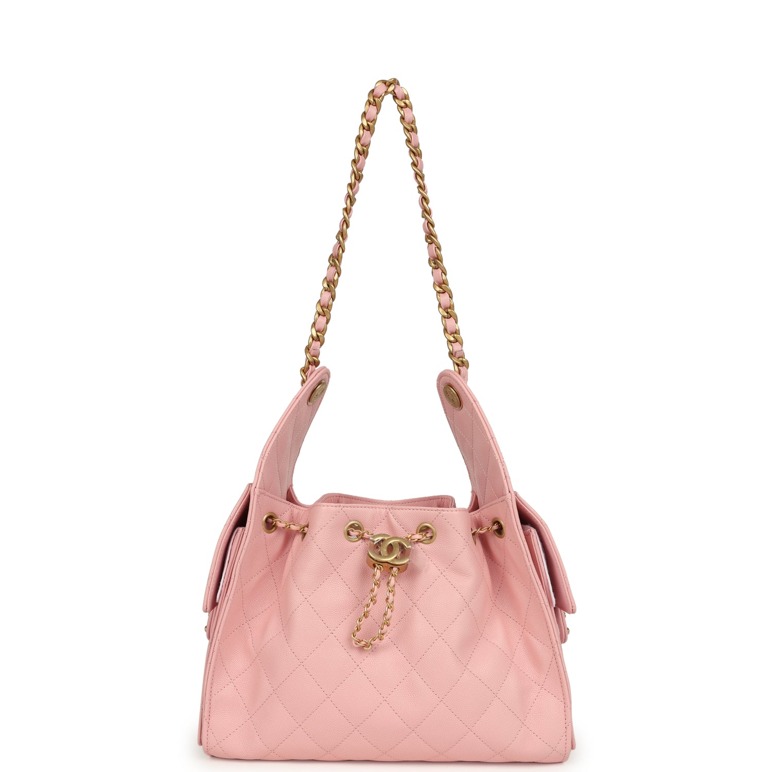 Chanel Small 25 Hobo Bag Light Pink Caviar Antique Gold Hardware