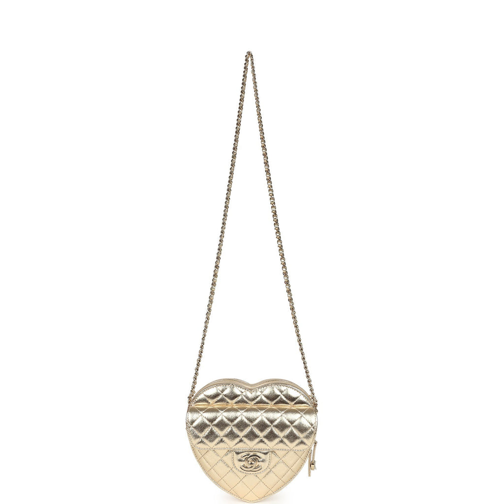 Chanel CC In Love Large Heart Bag with Chain Gold Metallic Lambskin Light Gold Hardware