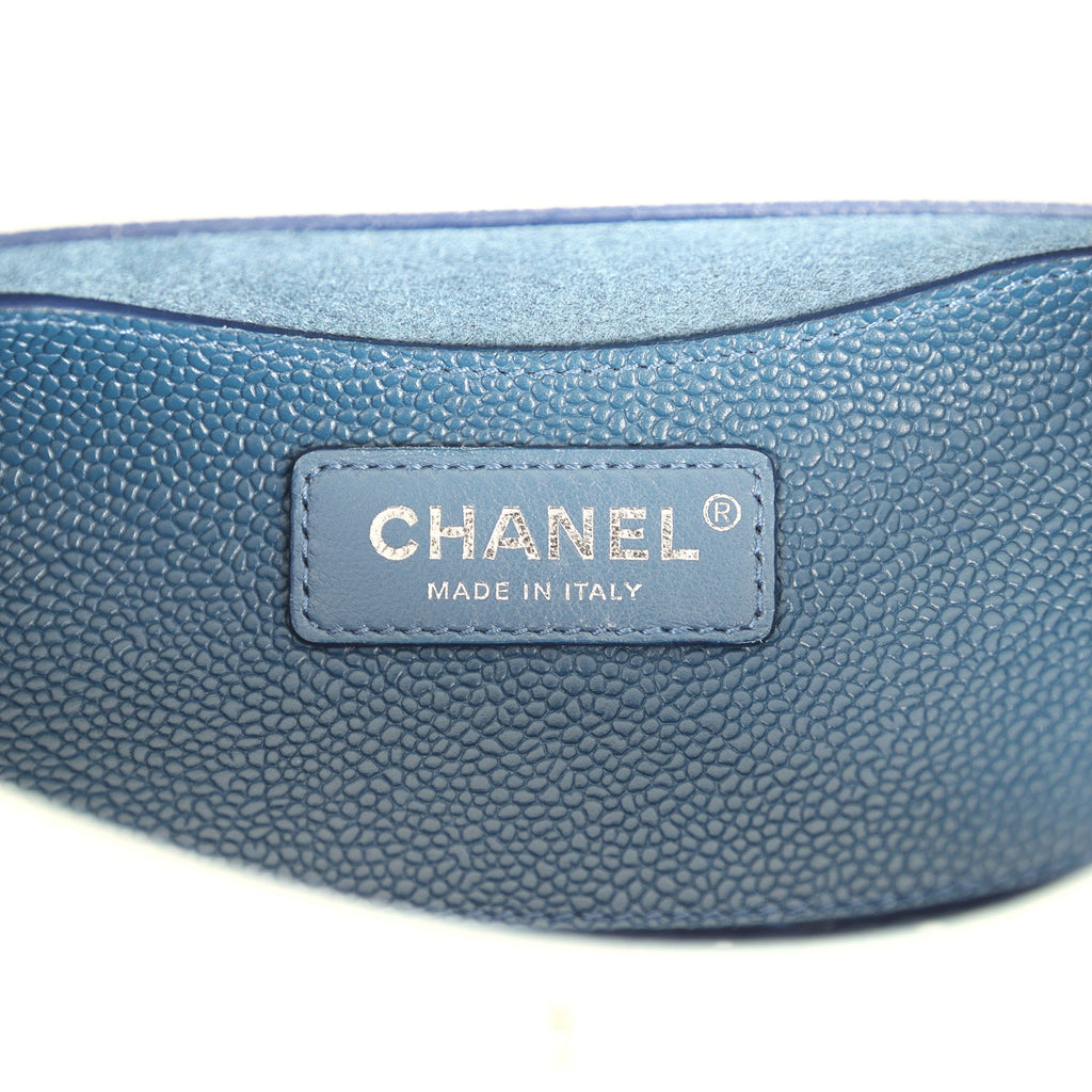 Chanel Perforated Messenger Bag White Caviar Silver Hardware