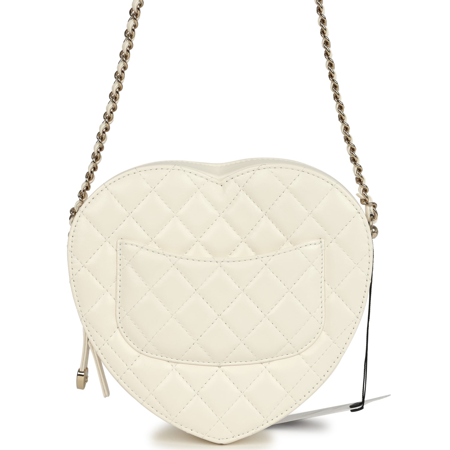 Chanel CC In Love Large Heart Bag with Chain White Lambskin Light Gold Hardware