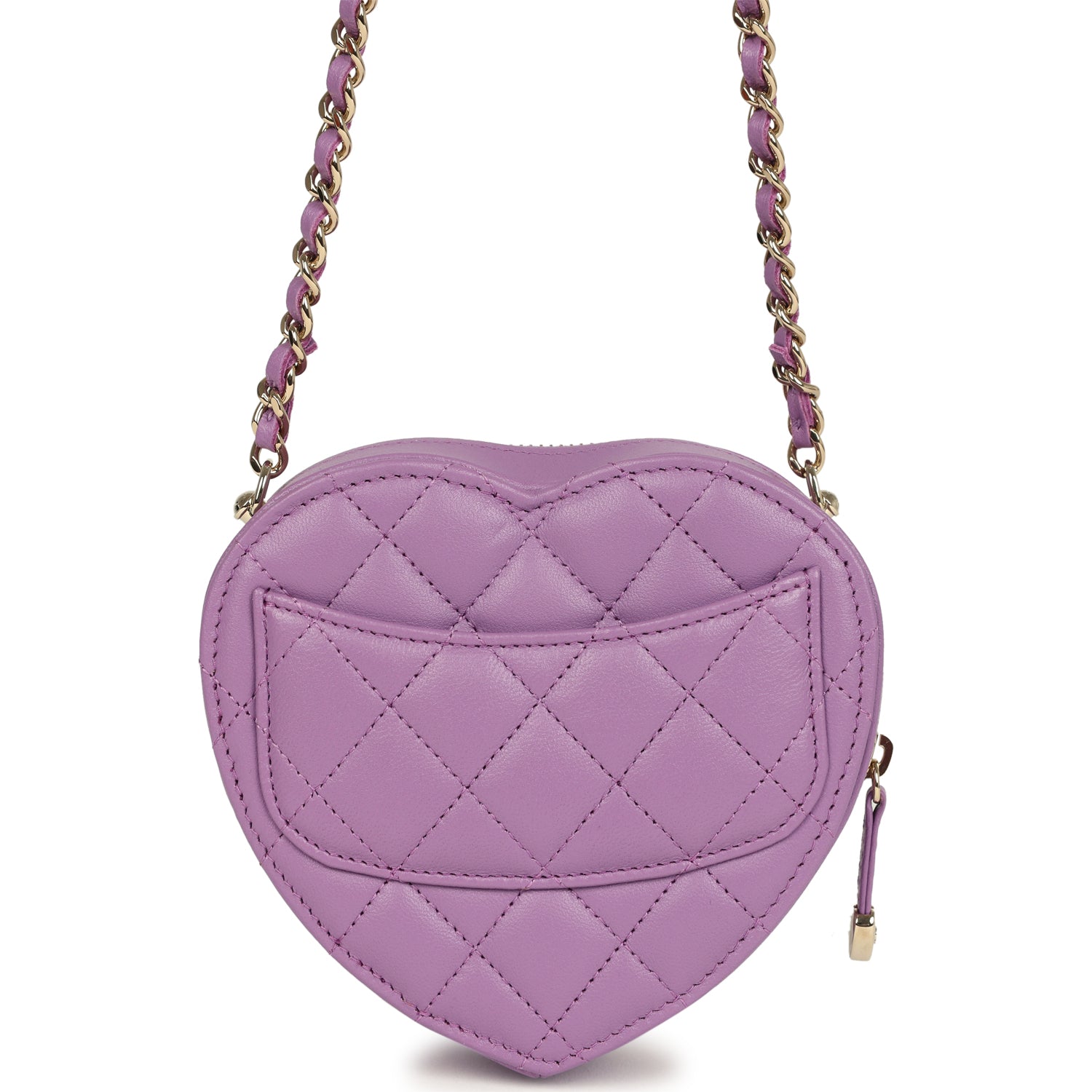 Chanel CC In Love Small Heart Bag with Chain Purple Lambskin Light Gold Hardware